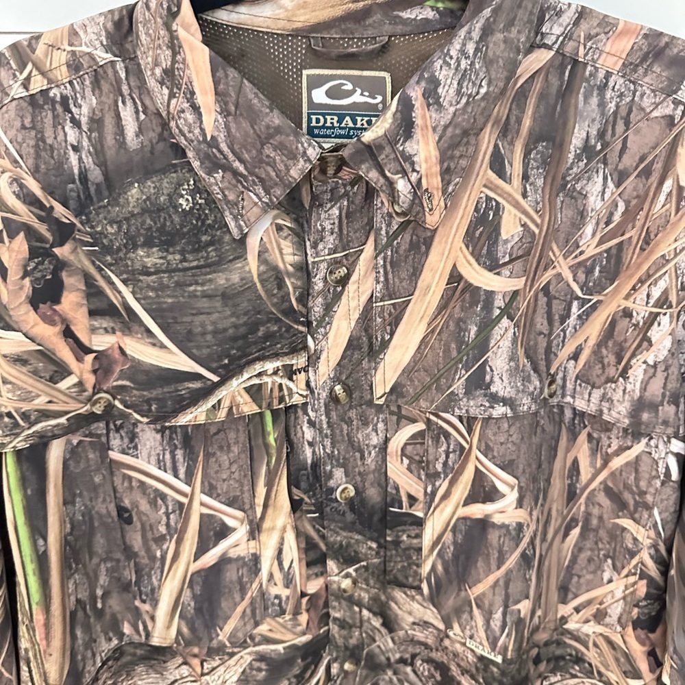 DRAKE WATERFOWL L Camo air vent Max 5 hyper shield windproof UPC+ button top - Picture 3 of 13